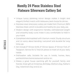 Homlly 24 Piece Stainless Steel Flatware Silverware Cutlery Set