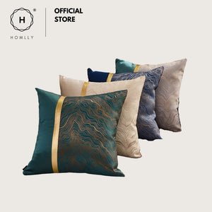 Homlly Oriental Bronze Jacquard Marble Cushion Cover Pillowcase