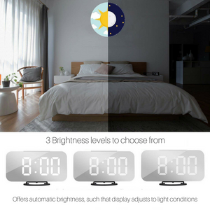 Bedside Large Digit LED Alarm Clock w 2 USB Charging Port - Homlly