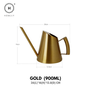 Homlly Keii Gold Long Spout Stainless Steel Gardening Watering Can Kettle Pot for Indoor Plants and Garden