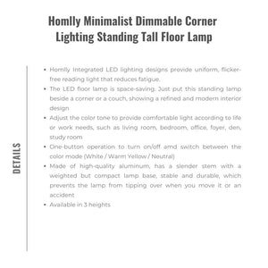 Homlly Minimalist Dimmable Corner Lighting Standing Tall Floor Lamp