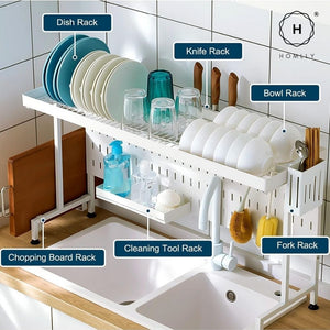 Homlly Trii Over the sink adjustable Width and Height Cultery Utensils Dish Drying Drainer Kitchen Organizer Rack 