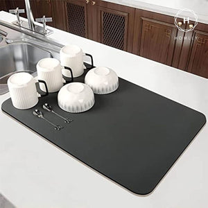 Homlly Super Absorbent Non-Slip Heat-Resistant Dish Drying Mat for Kitchen Counter [Hide Stain]