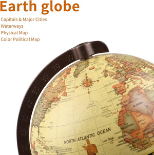 Homlly Wooden Base Retro World Globe (14cm Dia)