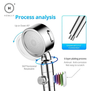 Homlly Filtered Shower Head with Handheld Hose (3 Spray Settings)