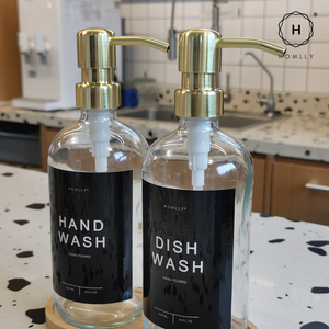 Homlly Hand & Dish Soap Glass Dispenser Refill Bottle (500ml)
