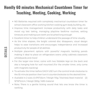 Homlly 60 minutes Mechanical Countdown Timer for Teaching, Meeting, Cooking, Working