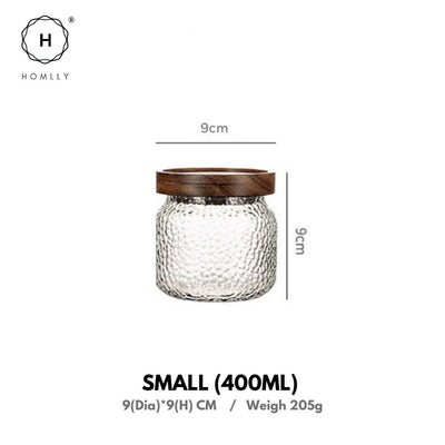 Homlly Stackable Airtight Glass Jar Storage Containers with Acacia