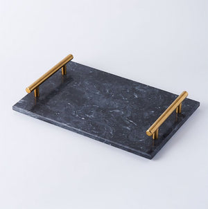 Homlly Marble Display Tray with Gold Handles (30*20*4cm)
