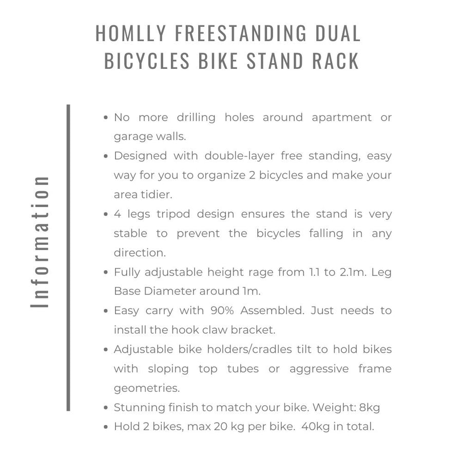 Homlly Freestanding Dual  Bicycles Bike Stand Rack