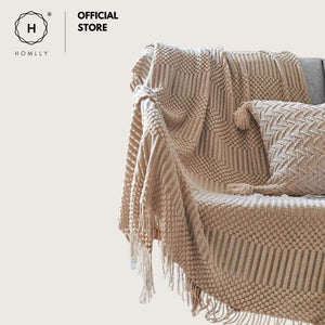 Homlly Poiio Throw Blanket with Tassel for Sofa Couch Bed