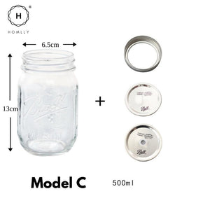 Homlly Mason Jar with Lid for container and straw hole